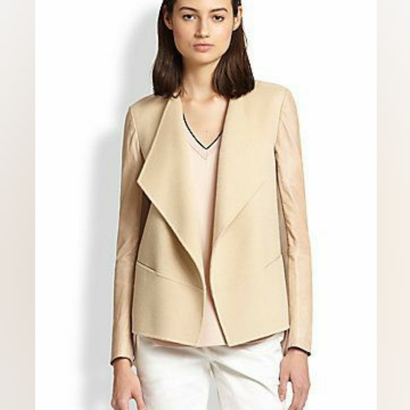 VINCE | Wool Jacket with Leather Sleeves - Picture 15 of 16